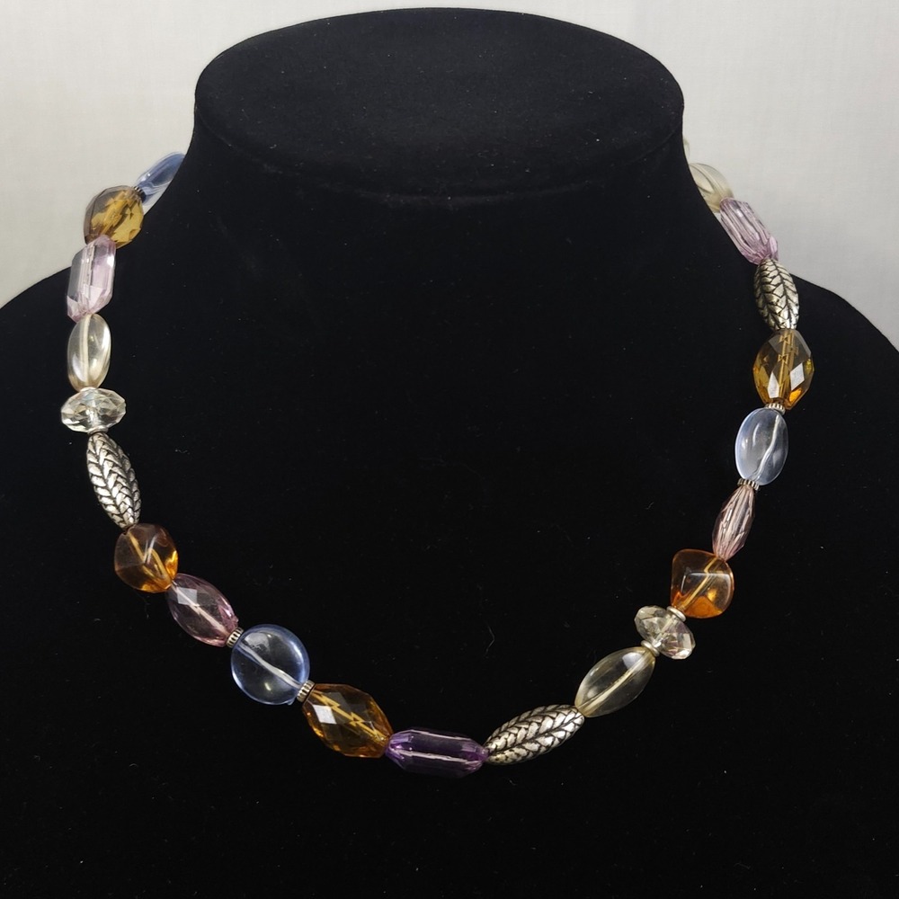 Vintage Chunky Napier Necklace, Mixed Beads, 16-18 inches Boho Earthy